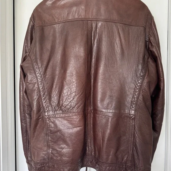 Hugo Boss Dark Brown Leather Military Jacket - Picture 4 of 7